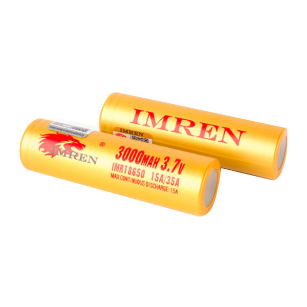 Imren Yellow IMR 18650 (3000mAh) 35A 3.7v Battery Flat-Top 2 Unidades - Tienda de Vapeo Quinto Elemento Vap
